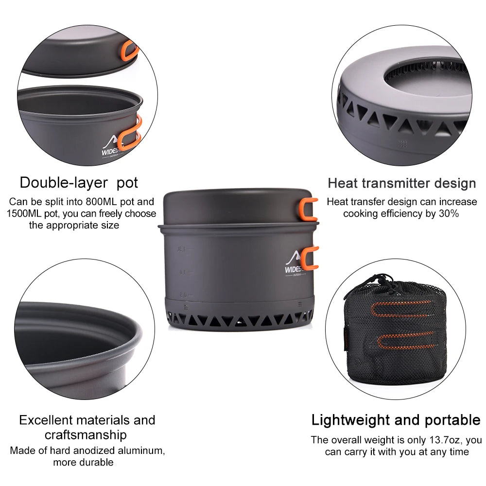 Widesea Anodized Aluminum Camping Cookware & Kettle Set