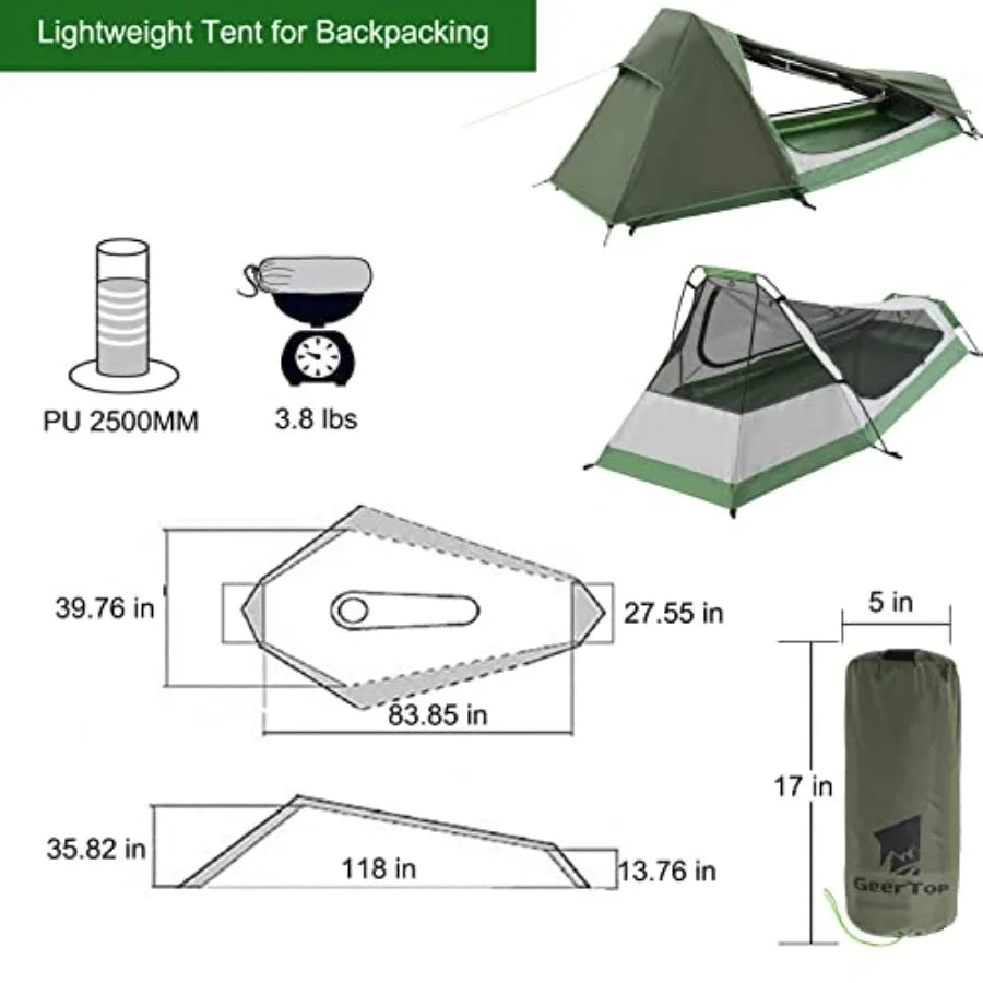 Ultralight Bivy Tent for 1 Person 3 Season Waterproof