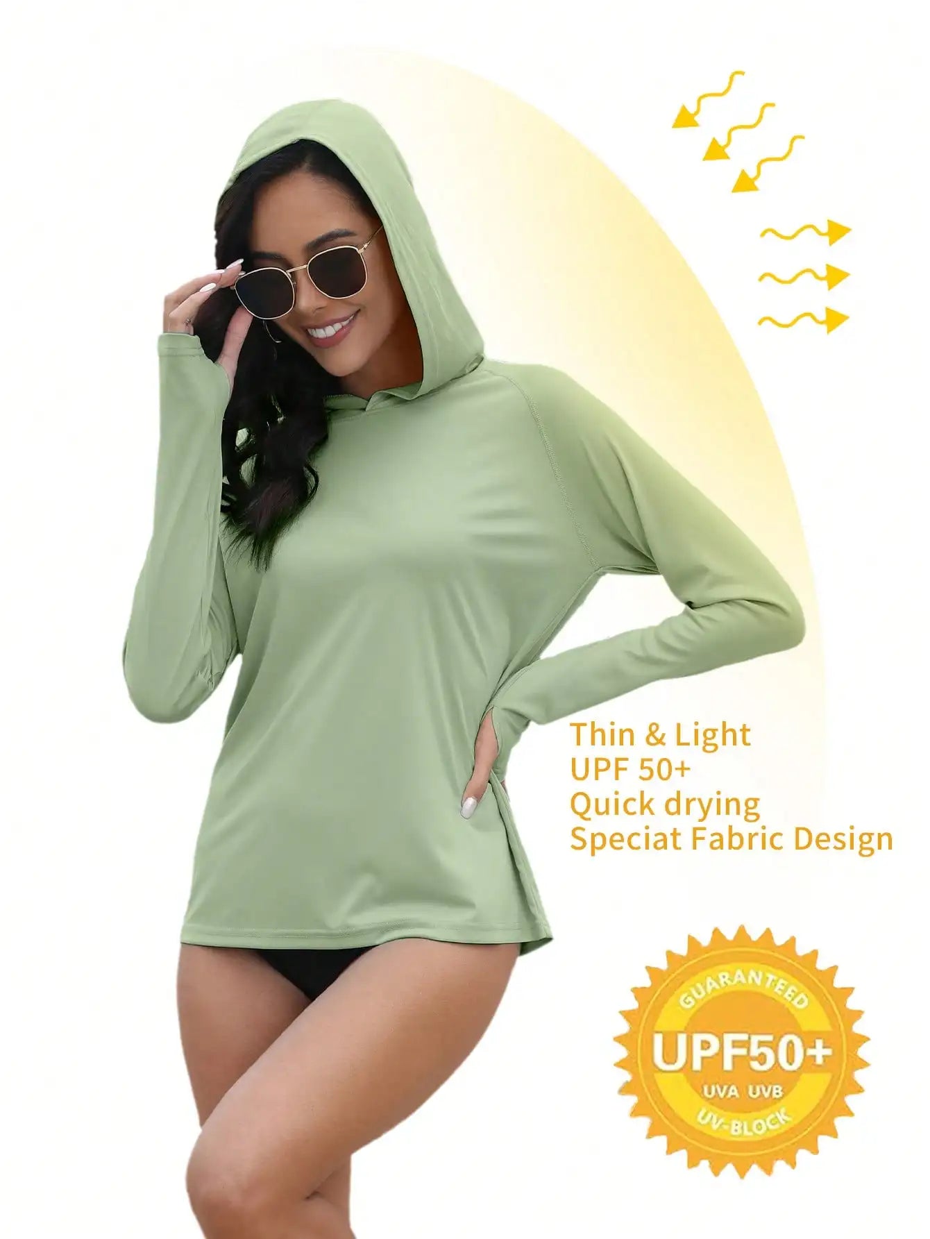 1Pcs Women's UPF 50+ Sunscreen Hoodie SPF Shirt Long-Sleeve T-Shirt Hiking Fishing Outdoor Fitness Running Shirt Lightweight Hoodie
