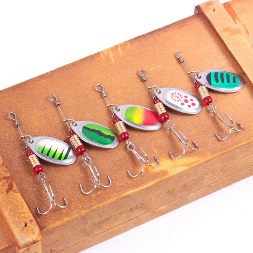 30pcs Metal Spoon Spinner Fishing Lure with Treble Hook Fishing Wobblers Artificial Bait for Freshwater and Saltwater