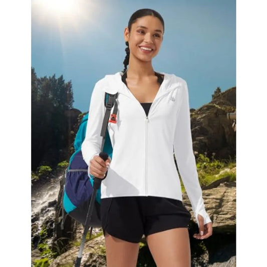 Women's UPF 50+ Full-Zip Sun Protection Jacket | Lightweight Athletic Hiking Hoodie