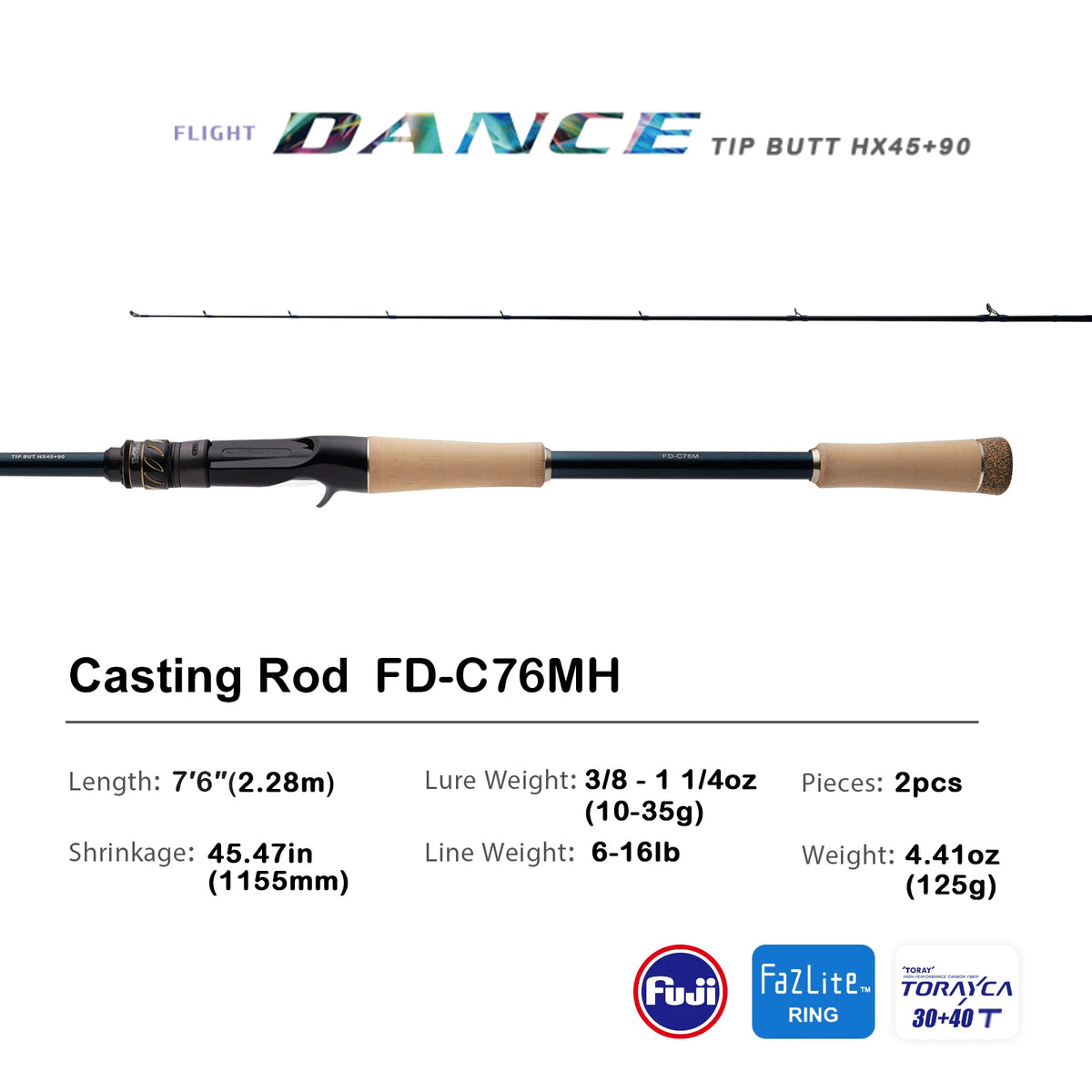 PURELURE Flight Dance Carbon Fiber Fishing Rod (Spinning & Casting)