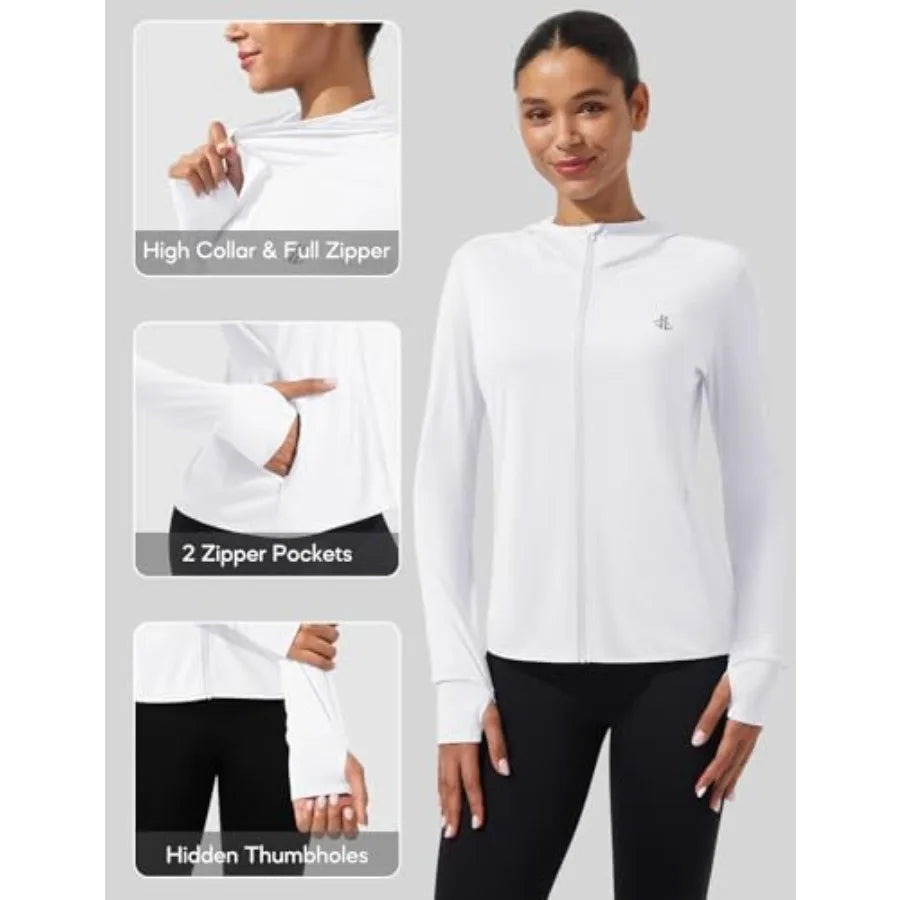 Women's UPF 50+ Full-Zip Sun Protection Jacket | Lightweight Athletic Hiking Hoodie