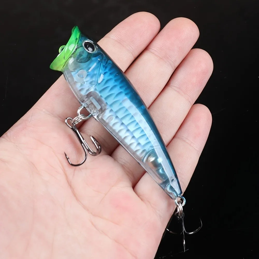 10-Pack 3-Inch Topwater Popper Lures (0.28 oz) for Bass Fishing