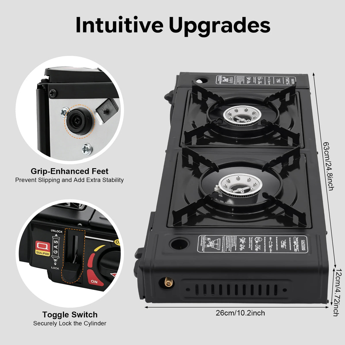 Portable Dual-Burner Propane Camping Stove with Piezo Ignition