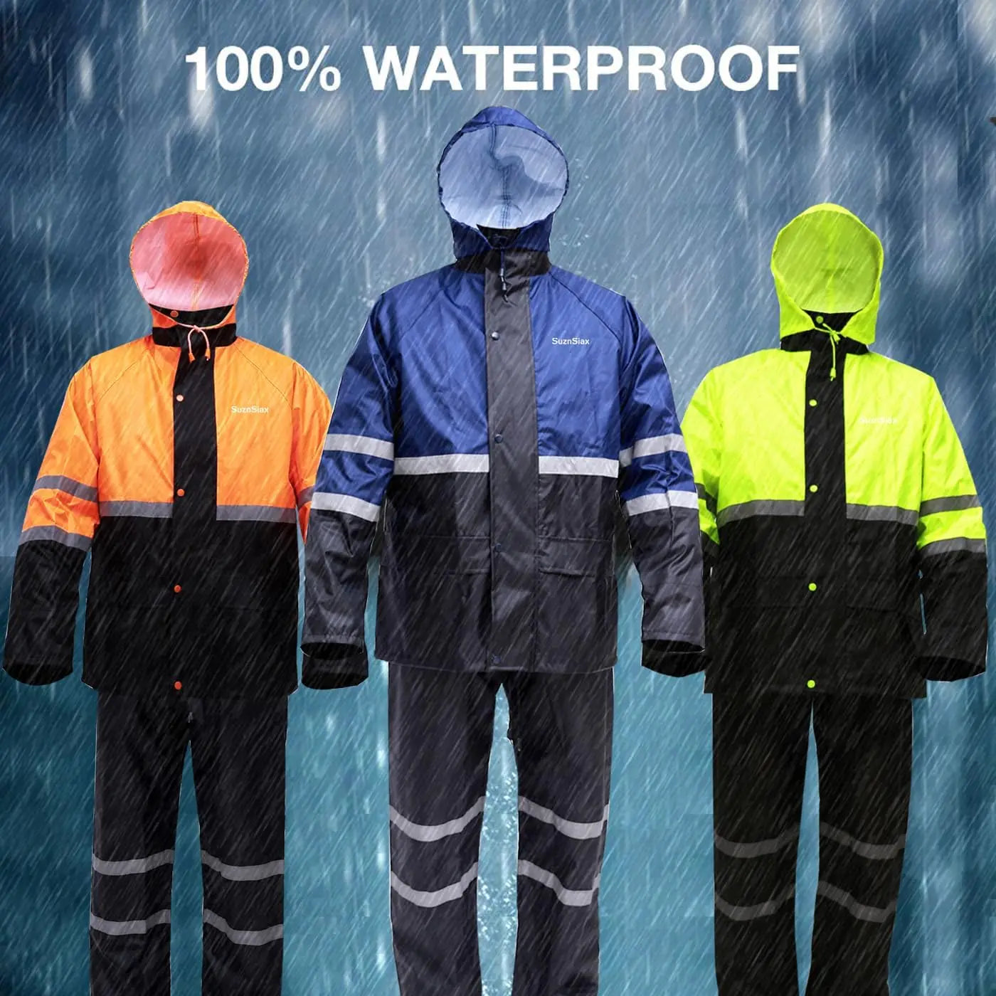 Waterproof Rain Suit for Men & Women, Lightweight Reflective Gear Jacket Pants Set Fishing Outdoor Hiking