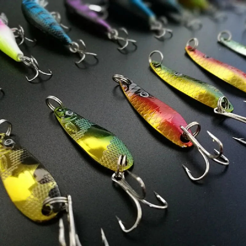 30-Pack Premium ABS Minnow & Iron Spinner Baits Kit