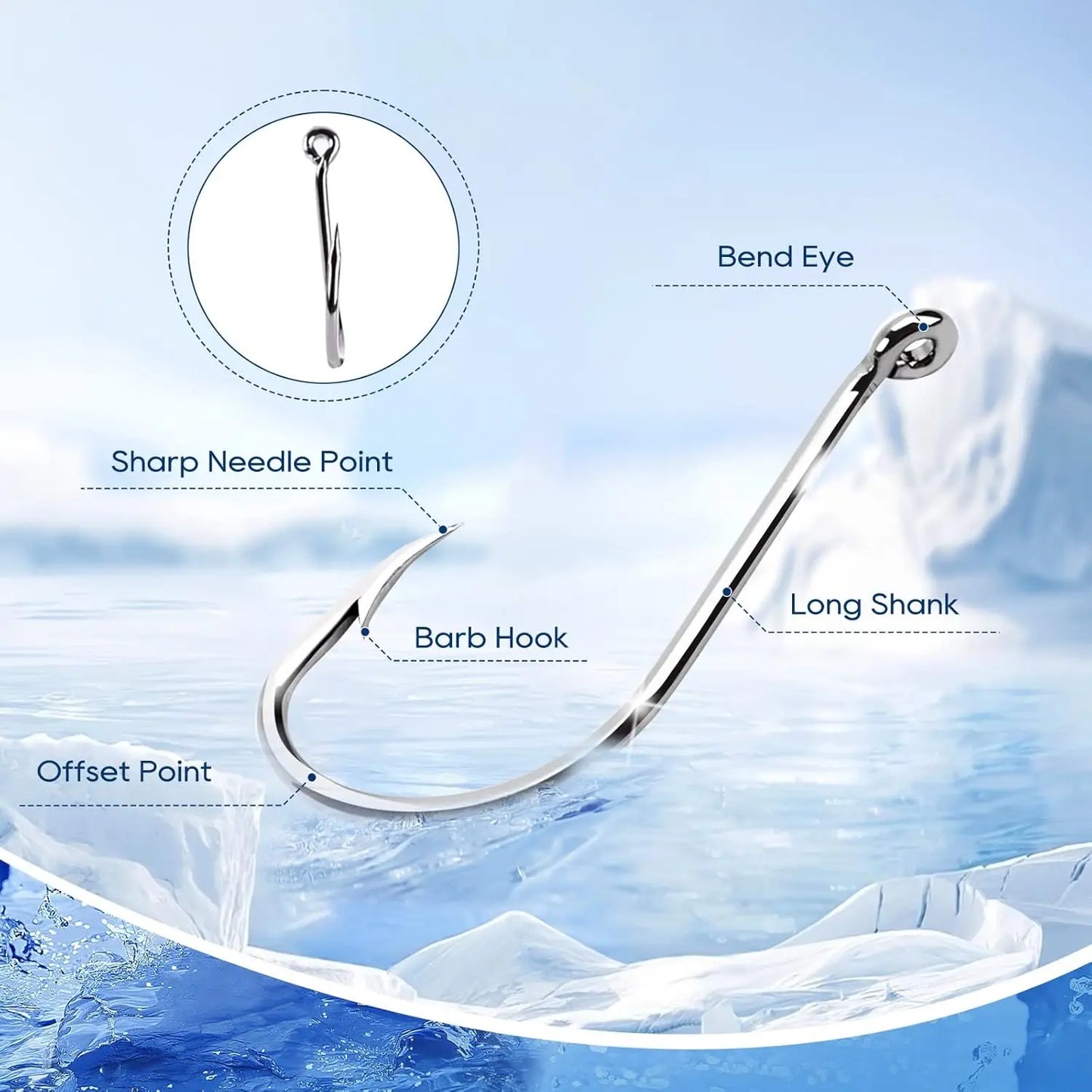 Small Fishing Hooks 1000/400/150PCS Barbed Catfish Bend Eye Circle Hook for Dad Fish Kit Size1-12