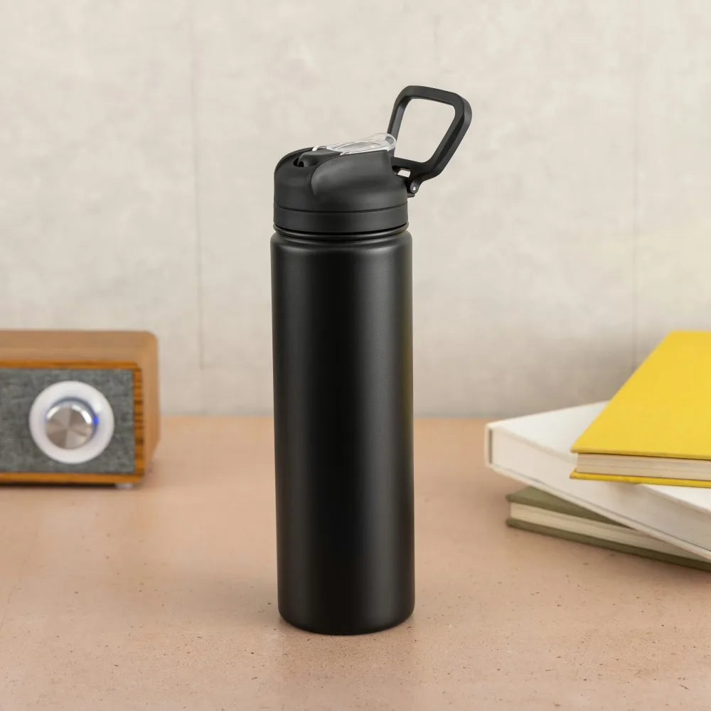 24 oz Insulated Stainless Steel Sports Water Bottle with Straw Lid