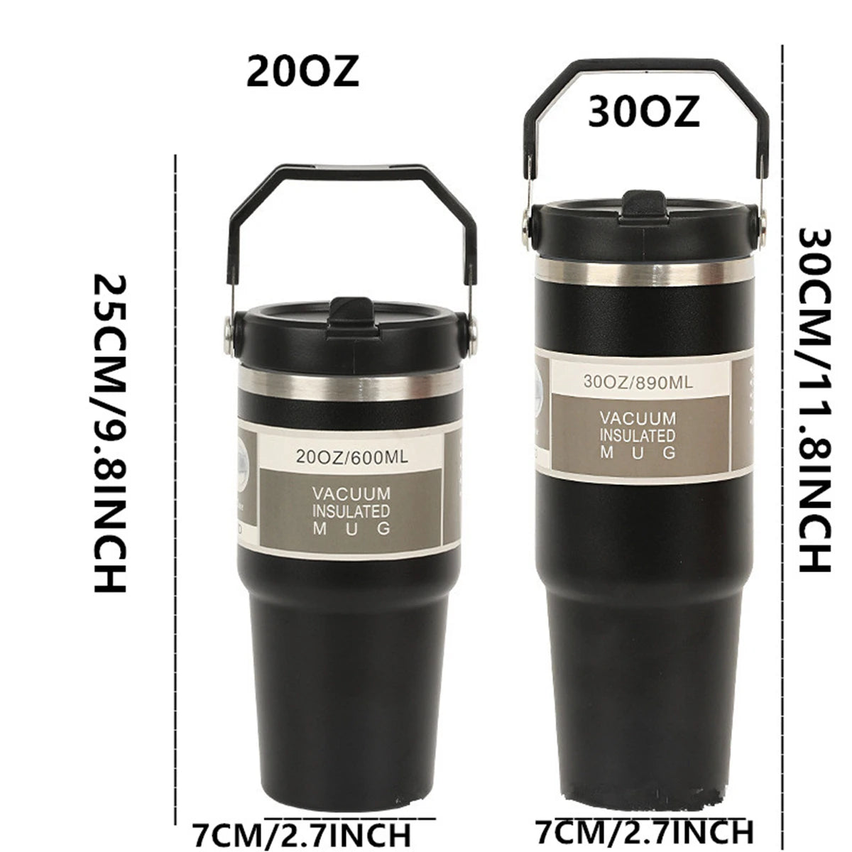 Insulated Stainless Steel Vacuum Tumbler with Tote Handle