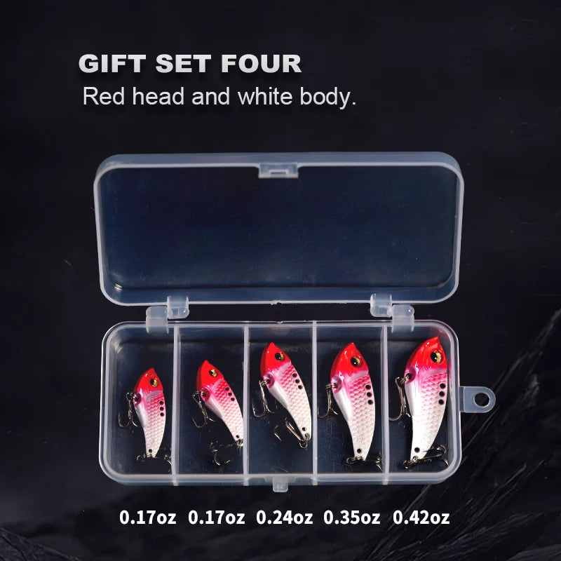 Wondersee 5PCS with Box Switchable Vibration VIB Spinner Spoon Jerkbait