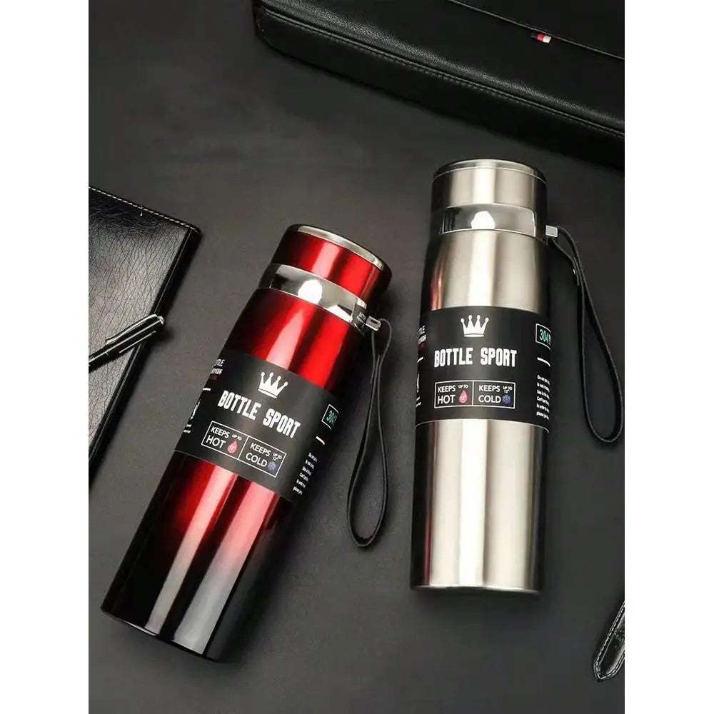 Stainless Steel Insulated Outdoor Water Bottle with Travel Strap