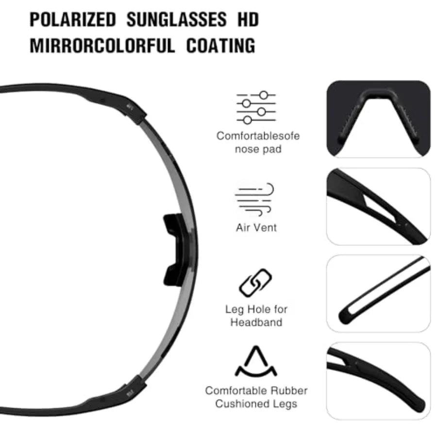 Cycling Glasses for Men Women Youth, UV400 Protection Polarized Sports Sunglasses, Baseball Sunglasses
