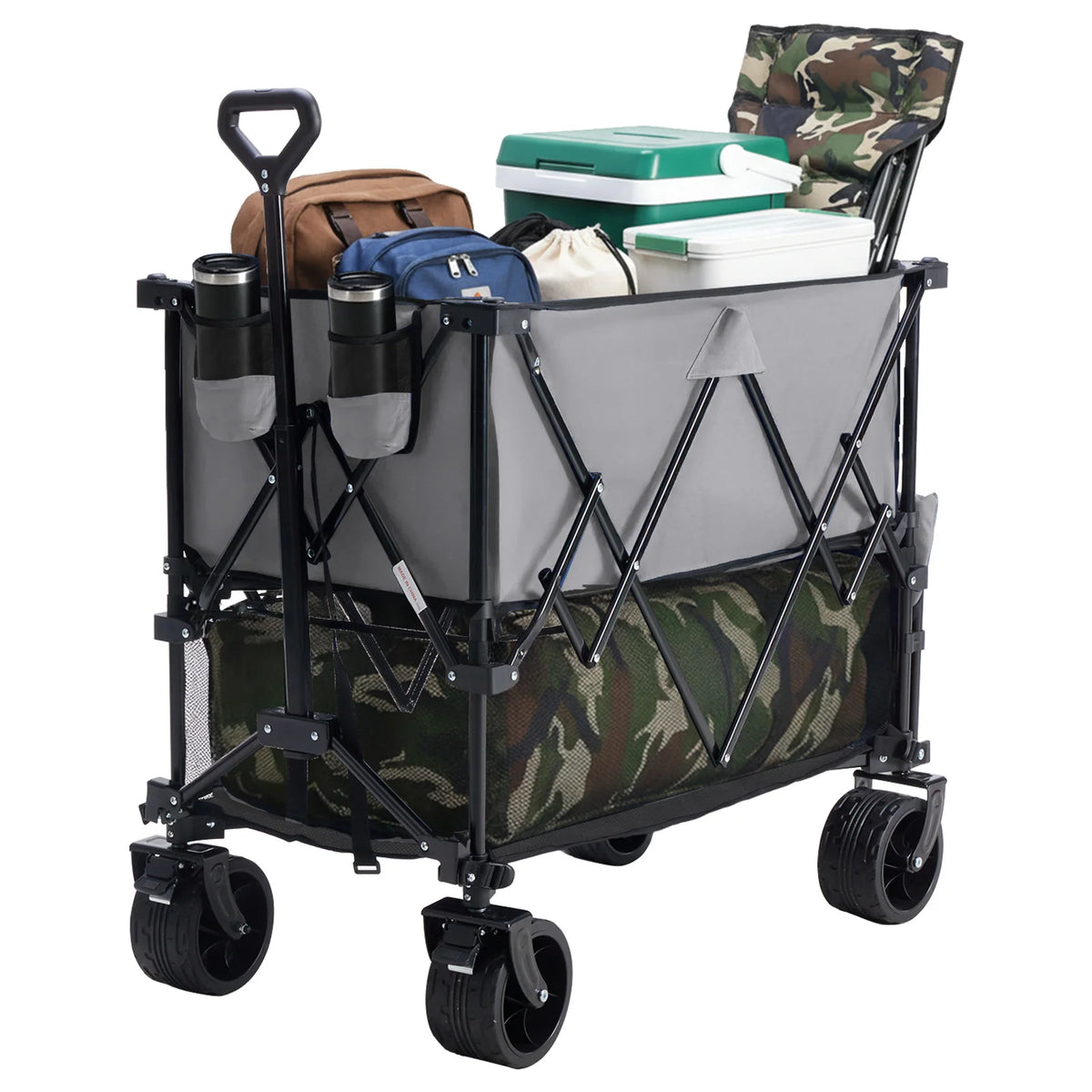 JHK Double Decker Collapsible Utility Wagon Cart (440 lbs Capacity)