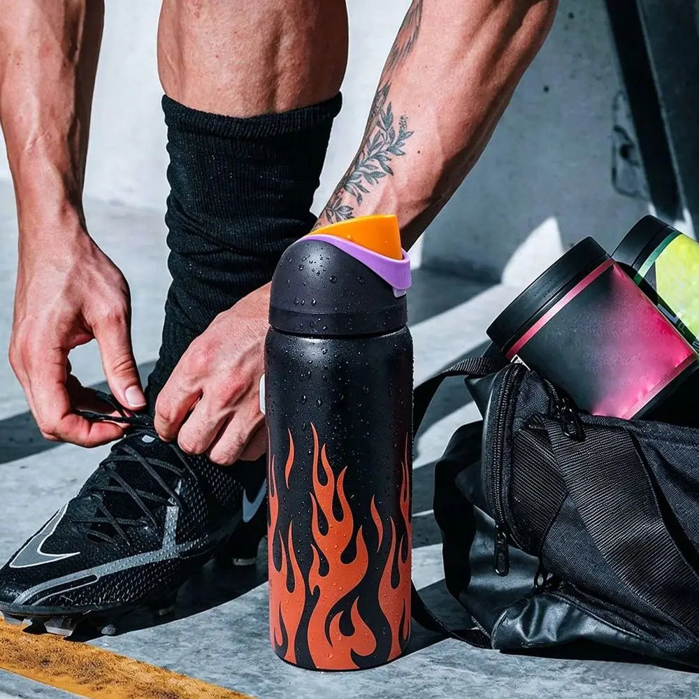 Insulated Stainless Steel Sports Water Bottle with Straw