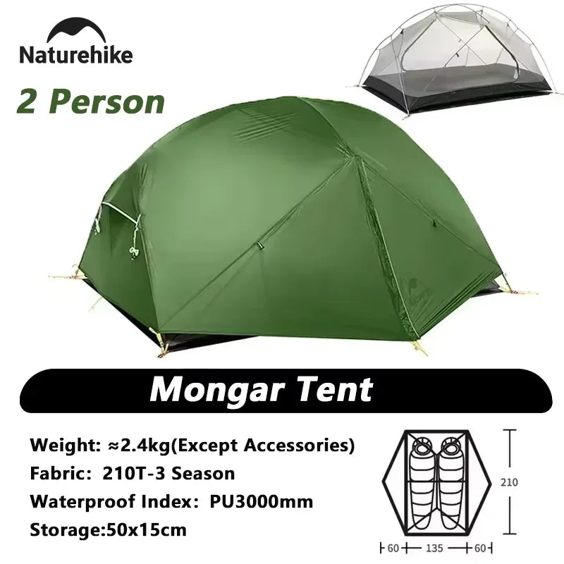 Naturehike Mongar 2-Person Ultralight Backpacking Tent with Footprint
