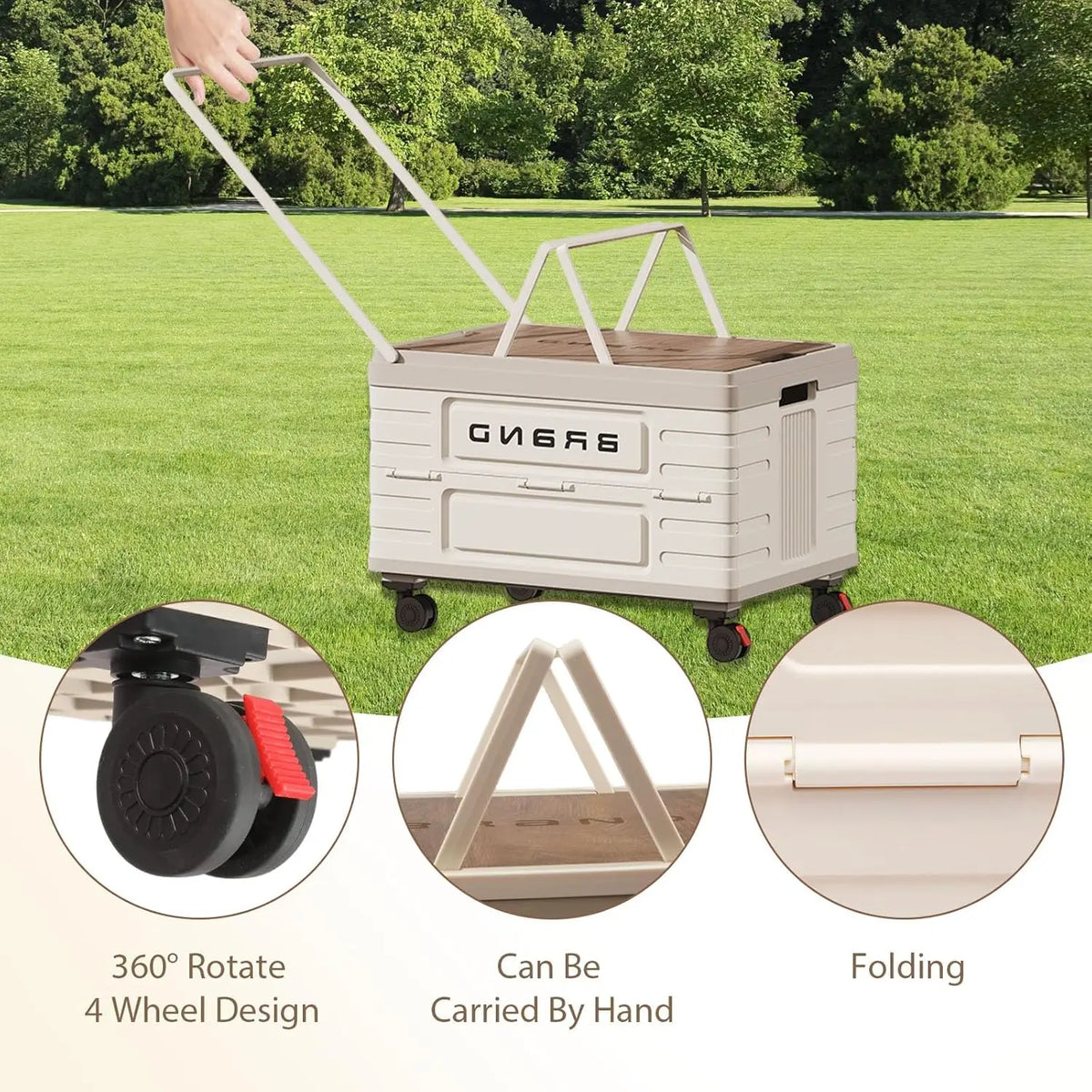 360° Rotating Foldable Storage Cart with Silent Wheels