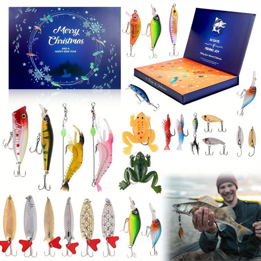 Fake Bait Set, 24-Compartment Design, Christmas Gift Calendar for Boys and Girls