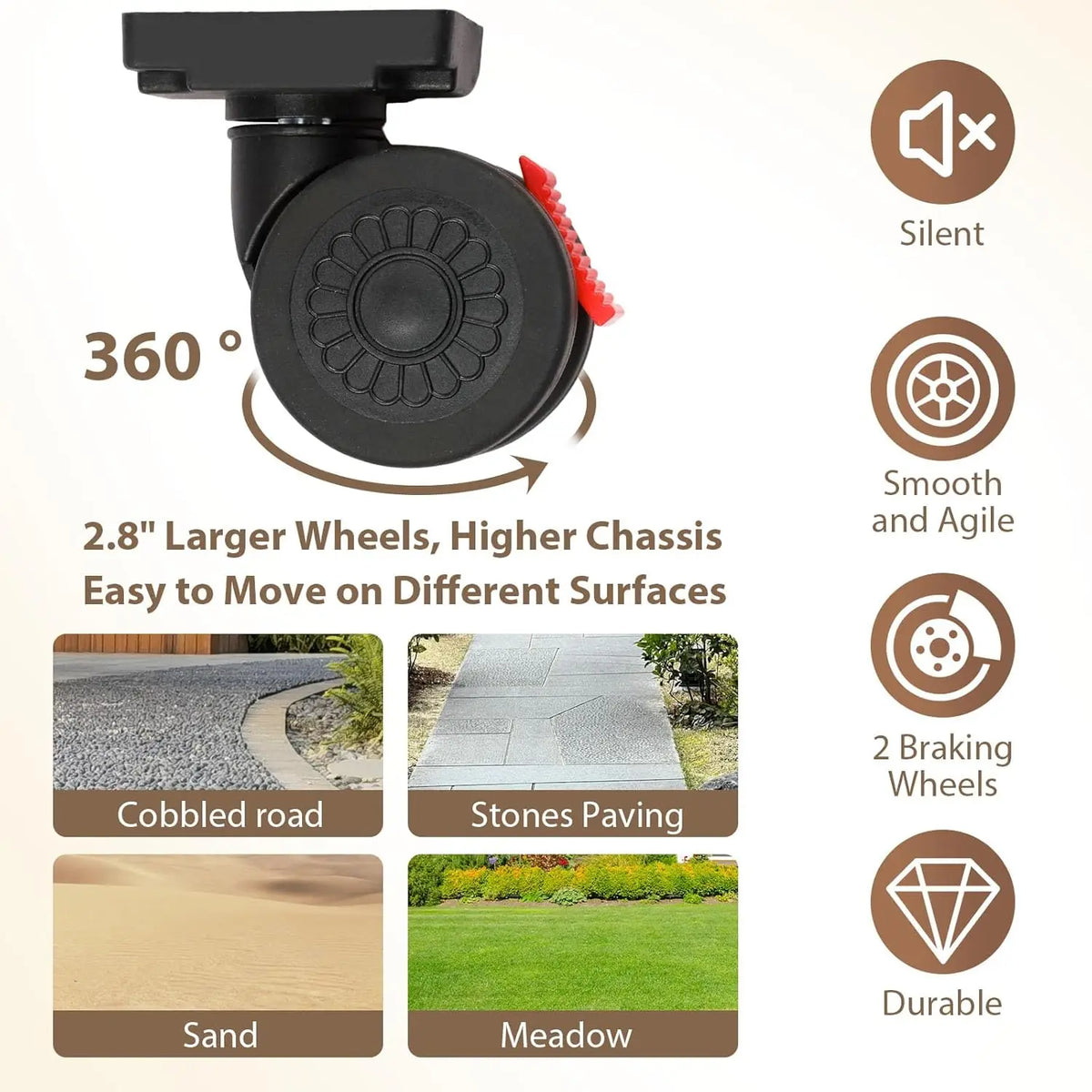 360° Rotating Foldable Storage Cart with Silent Wheels