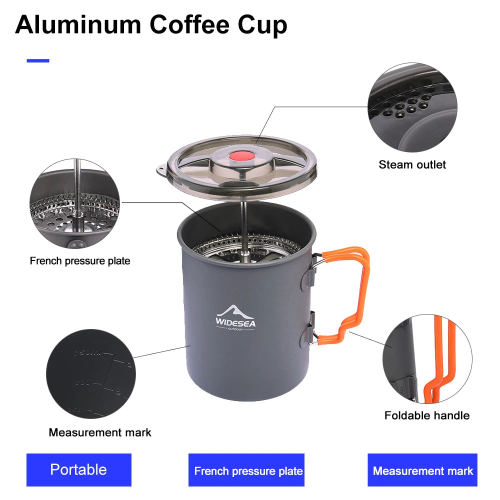 Portable French Press Camping Coffee Pot & Mug Set