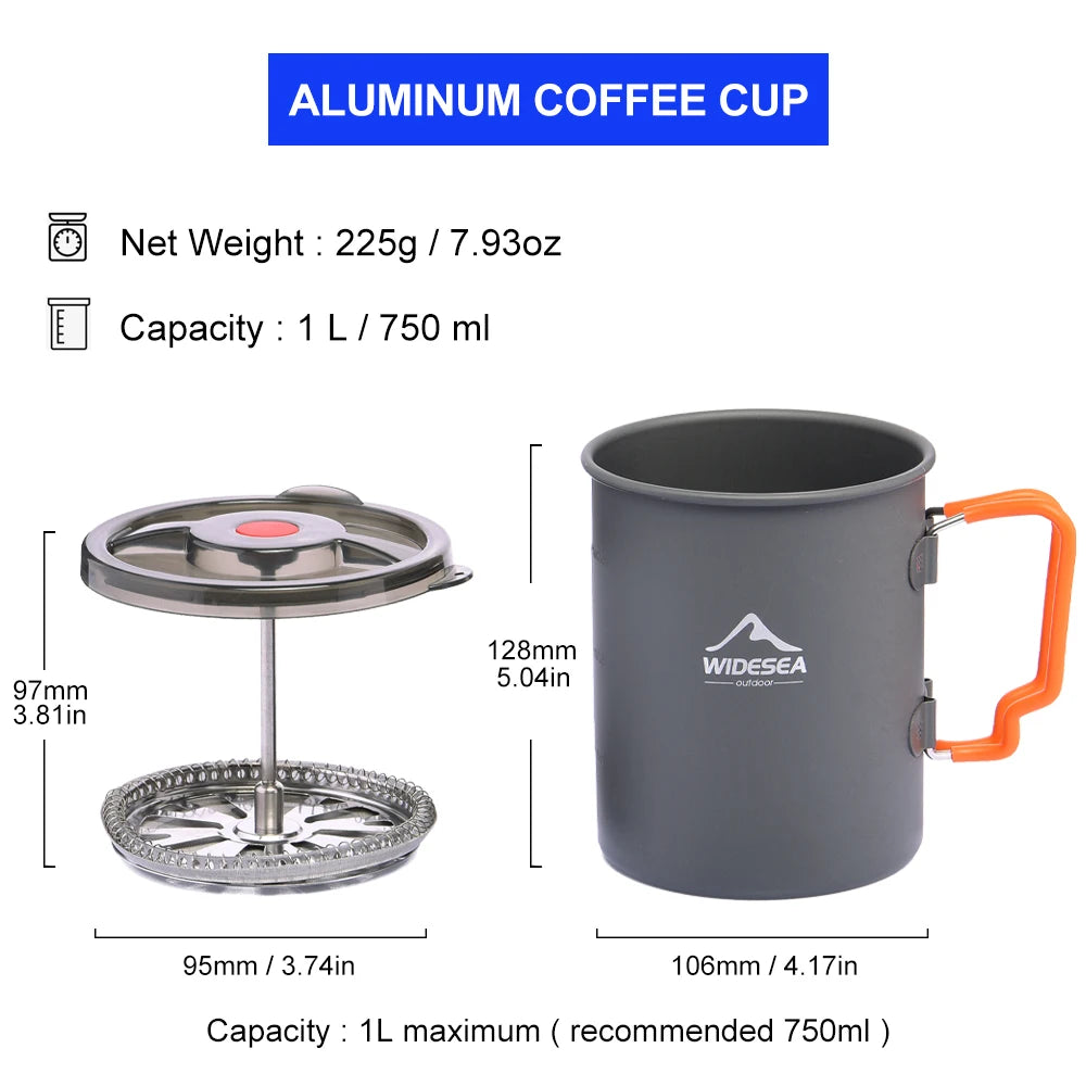 Portable French Press Camping Coffee Pot & Mug Set