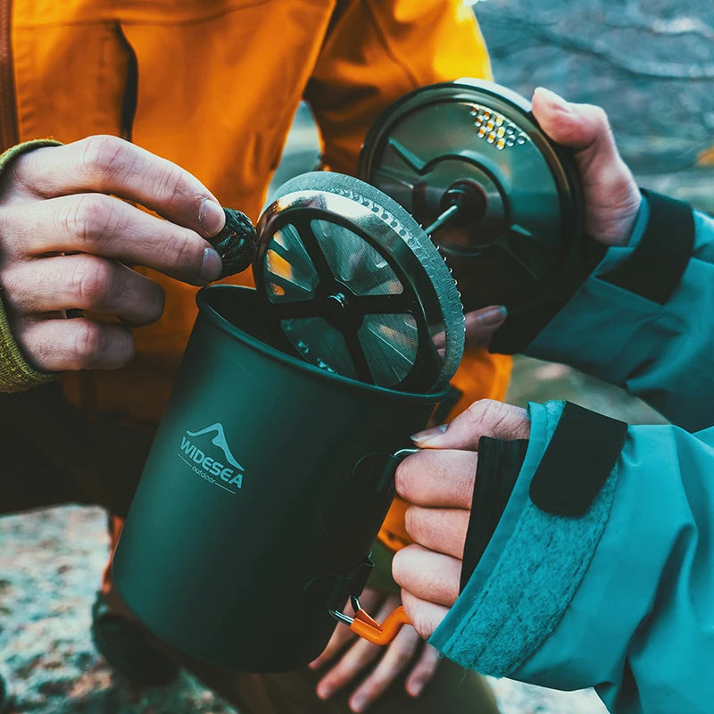 Portable French Press Camping Coffee Pot & Mug Set