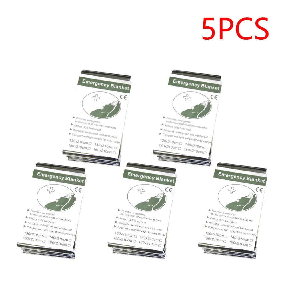 1-20PCS Emergency Blanket Outdoor Survival Windproof Insulation Foil Thermal Rescue Blanket