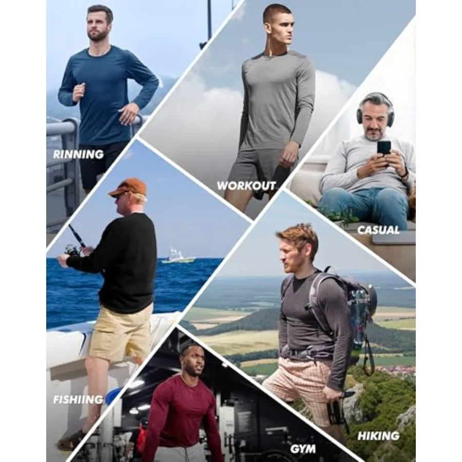7 Pack Long Sleeve Shirts for Men - Quick Dry Moisture Wicking Sun Protection UV UPF T-Shirts for Fishing