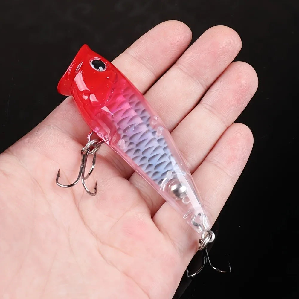 10-Pack 3-Inch Topwater Popper Lures (0.28 oz) for Bass Fishing