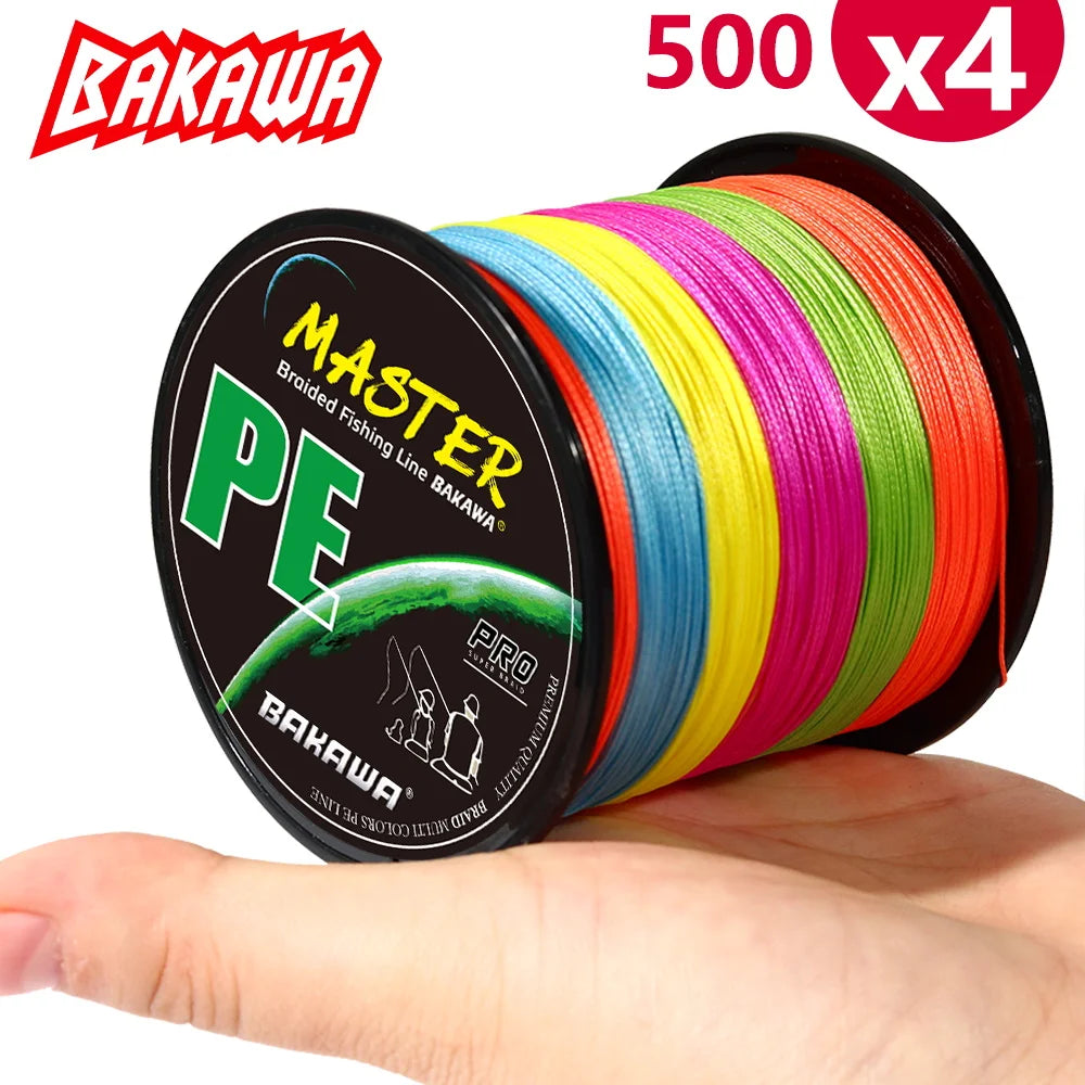 BAKAWA 4 Strands Fishing Line 500m 546yds Multicolour Braided Multifilament