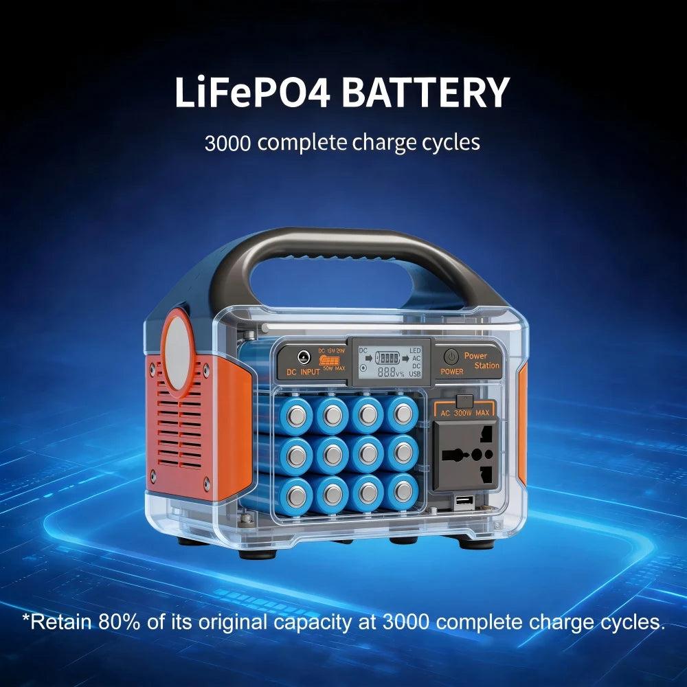 Gaiaray 500W/300W Portable Power Station with LiFePO4 Battery & Solar Generator