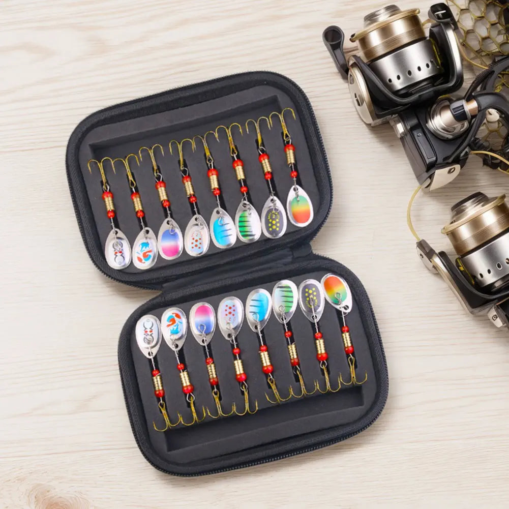 16Pcs Metal Spoon Spinner Fishing Lure with Treble Hooks