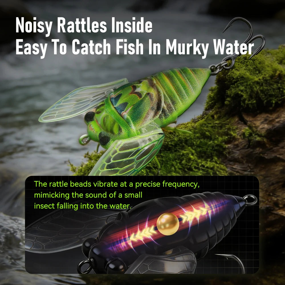Kingdom 3-Pack Mini Cicada Topwater Lures (1.1" / 0.08 oz) for Bass & Trout
