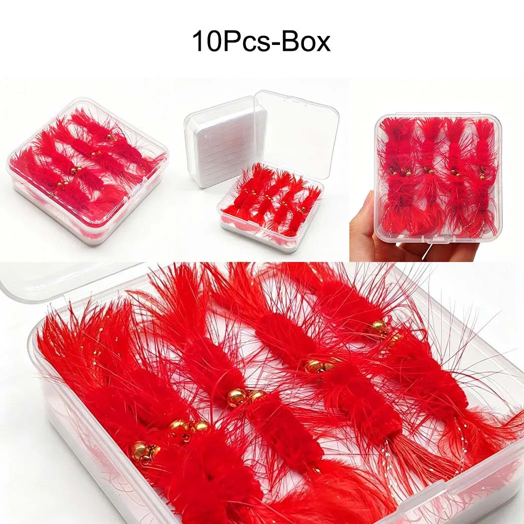 10-Pack Wooly Bugger Streamer Flies with Box for Trout, Bass & Carp