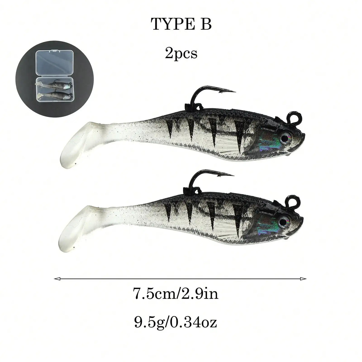 2-Pack Soft Swimming Swimbaits with Moving Tail & Internal Weight