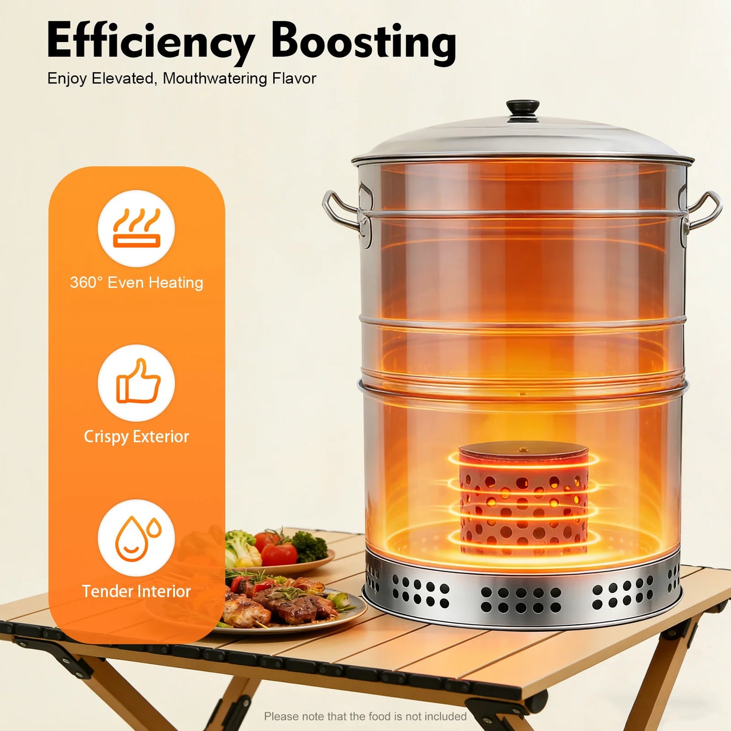 Charcoal Barbecue Grill Portable Outdoor- 360° Even Heating Stainless Steel