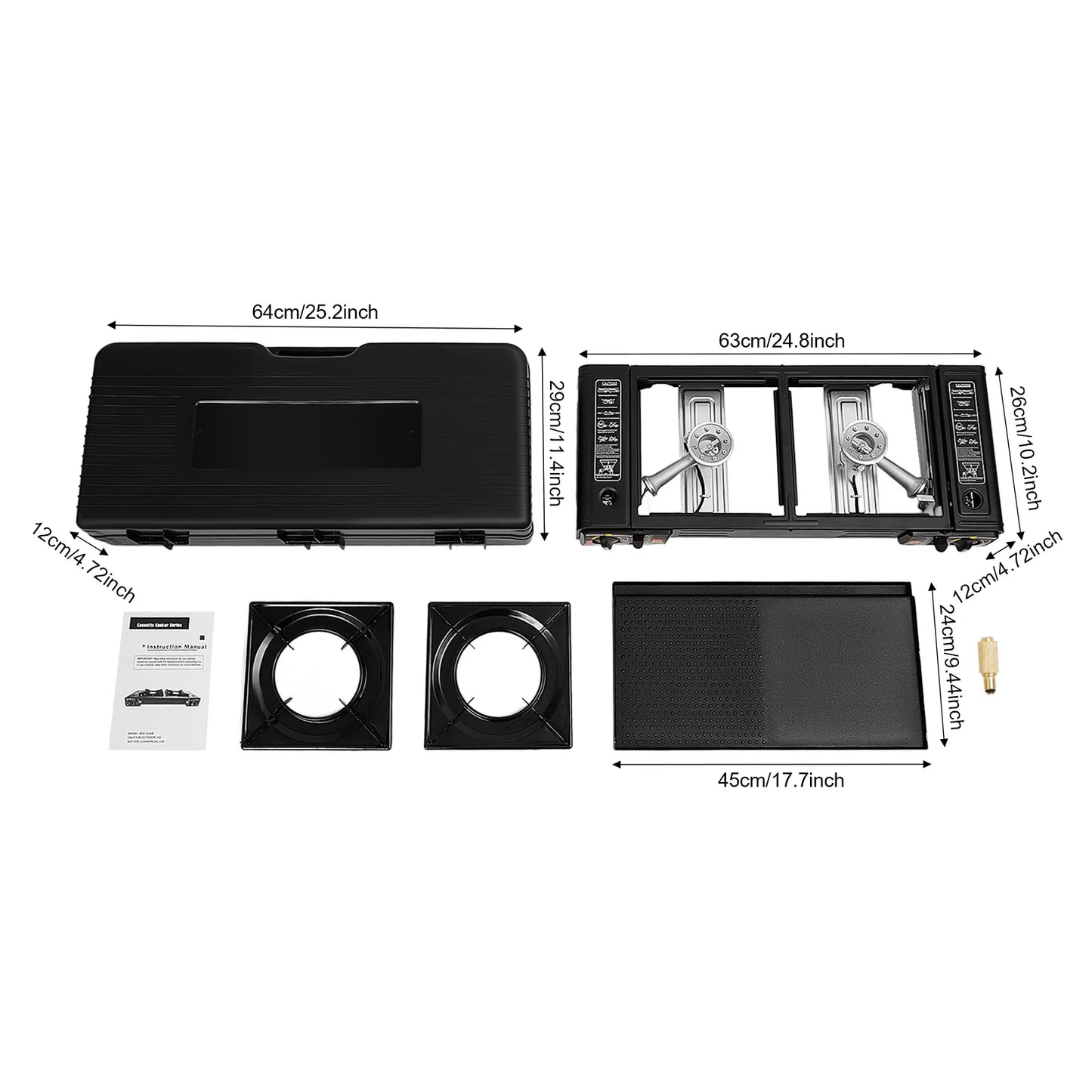 2500W Portable Camping Stove 2 Burners Portable Case