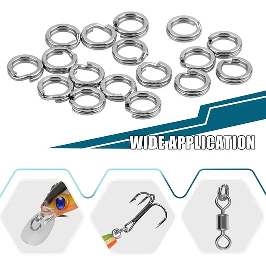 5 Size Stainless Steel Fishing Split Rings High Strength Large Tensile Force Lure Connector Loop Set 200/250PCS