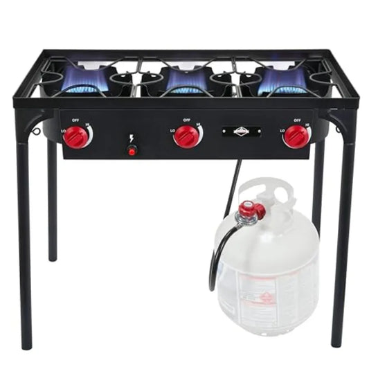 Hike Crew Auto Ignition 3-Burner Outdoor Gas Stove 225000 BTU Portable Propane