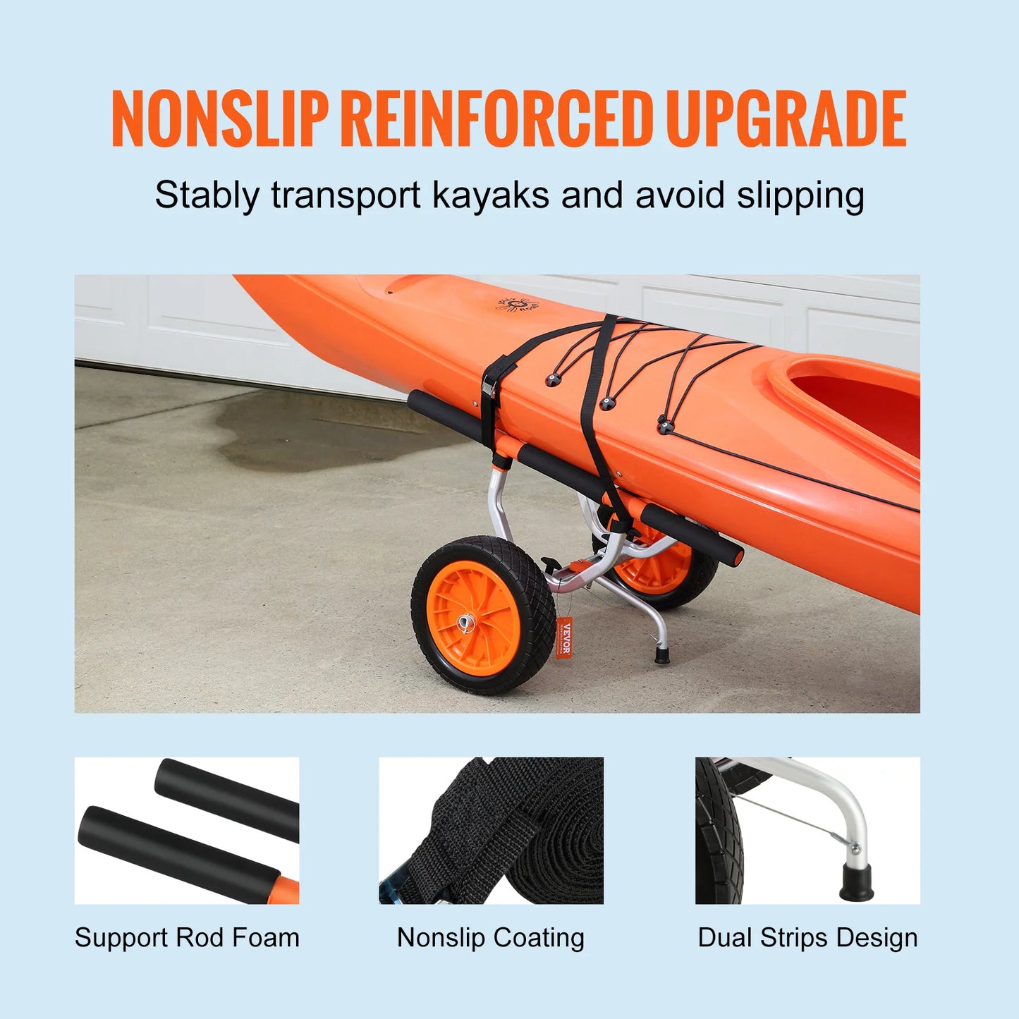 SucceBuy Kayak Cart 450lbs Detachable Canoe Cart with 12'' Tires Adjustable Width