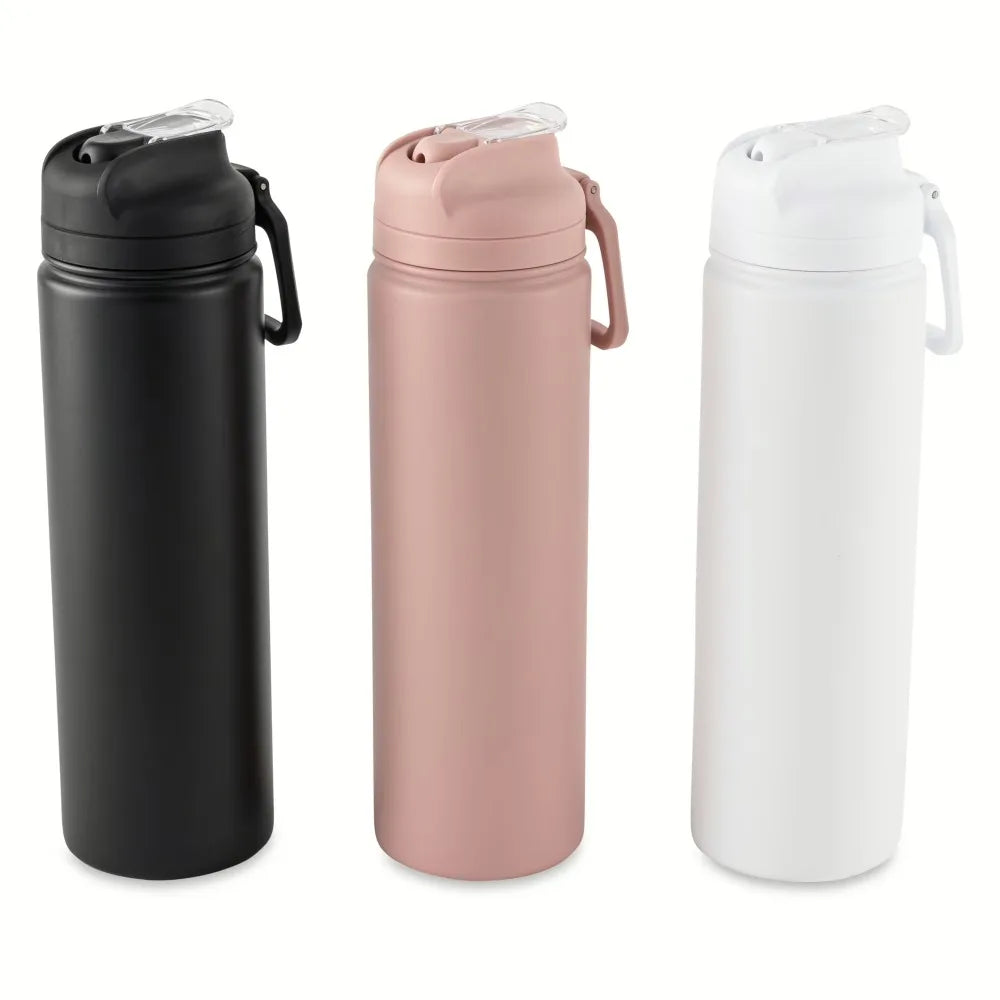 24 oz Insulated Stainless Steel Sports Water Bottle with Straw Lid