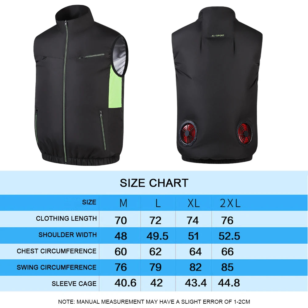 Cooling Vest Wearable Cooling Fan Vest Heat Resistant Air-conditioned