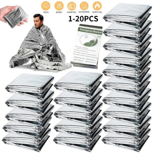 1-20PCS Emergency Blanket Outdoor Survival Windproof Insulation Foil Thermal Rescue Blanket