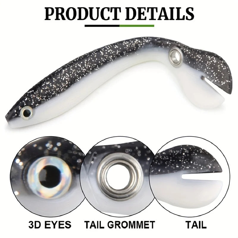 5-Piece Bionic Soft Bait with Sliding Mechanism - Realistic 10cm / 3.9inch Artificial Bait