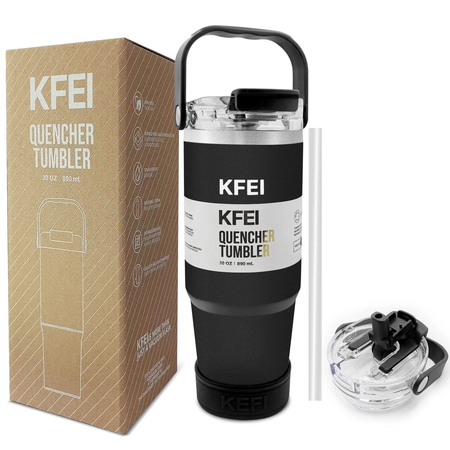 1PCS 30oz Solid Color Double Wall Stainless Tumbler, with Lid And Straw, Insulated