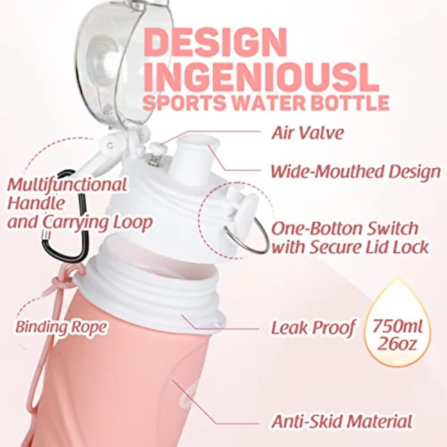 Collapsible Silicone Travel Water Bottle (750ml)