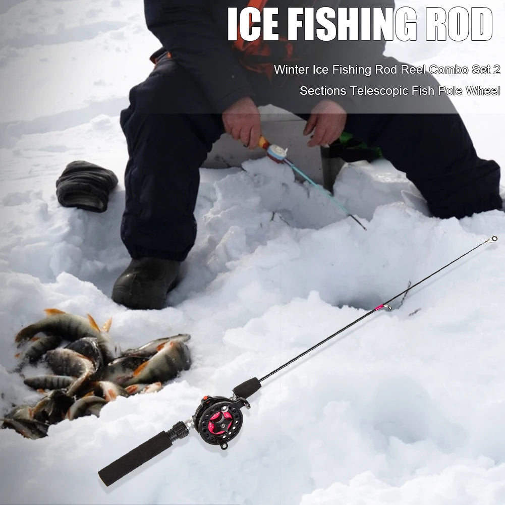 Telescopic Ice Fishing Rod Ultra-Light Portable Fishing Rod 2 Sections Travel Fishing Pole for Ice Fishing
