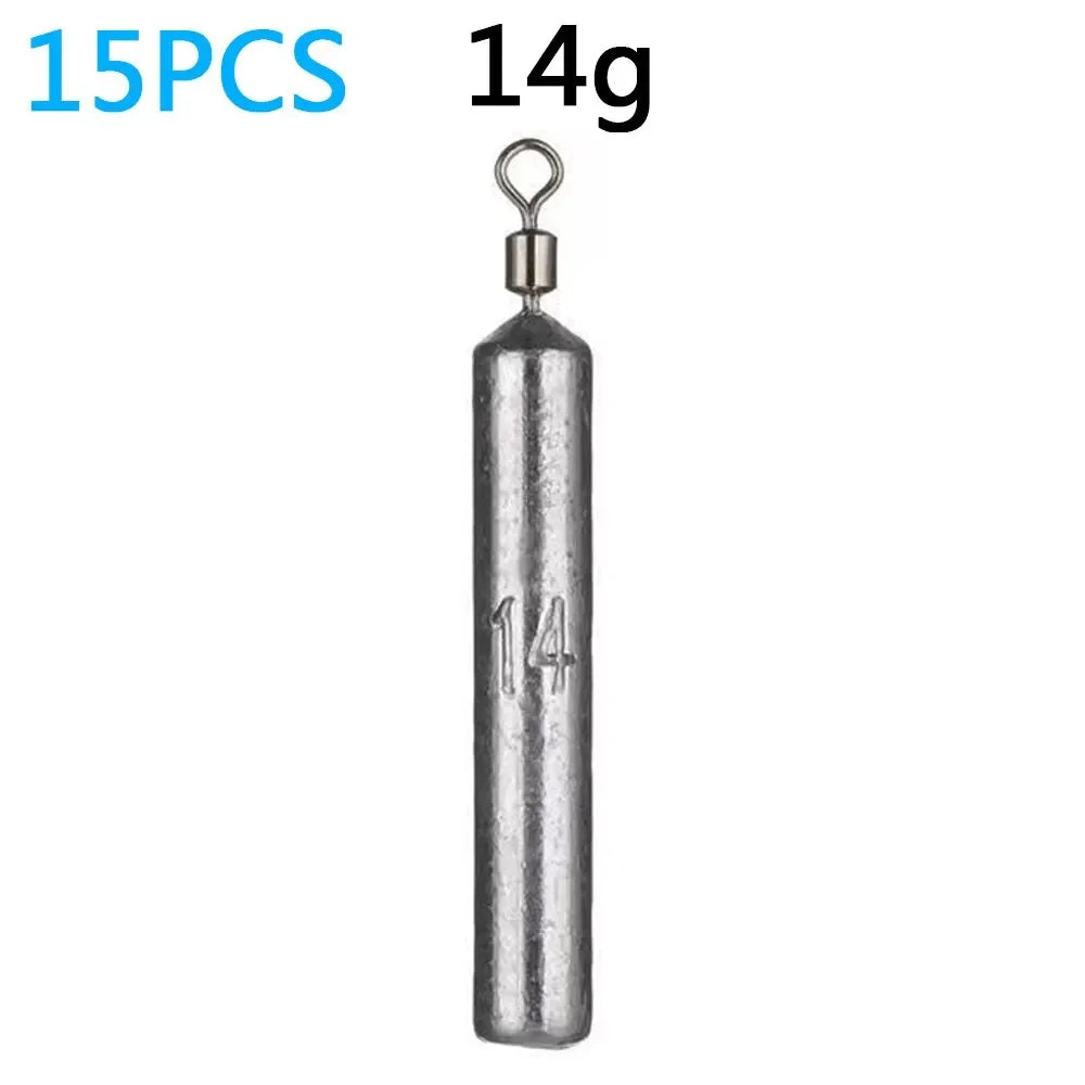 Fishing Weight 15PCS/Lot Sinker Mold 3.5g 5g 7g 10g 14g 20g Tube Bullet Plumb Pendant