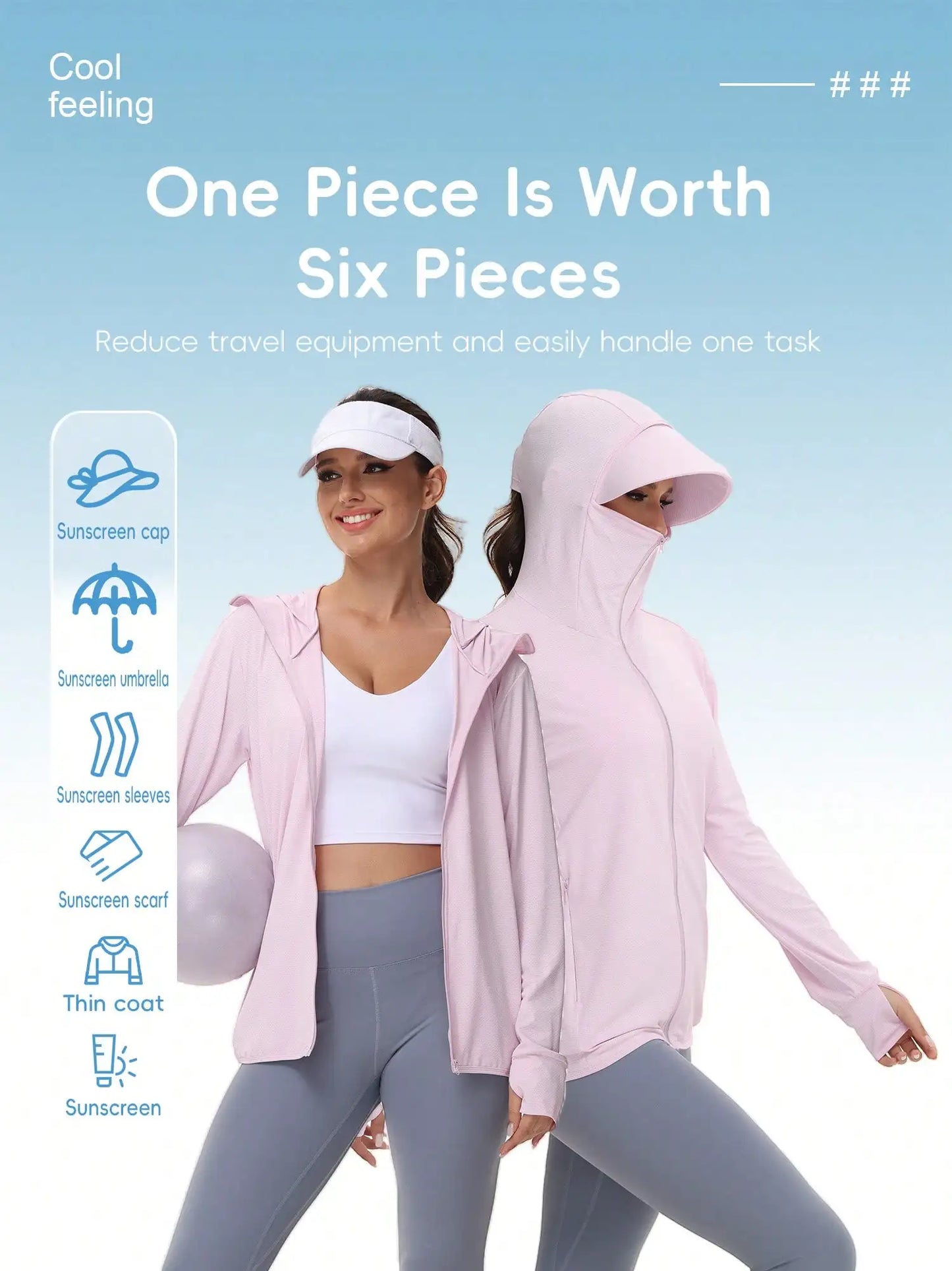 Women's UPF 50+ Lightweight Breathable Sun Protection Jacket, Outdoor Hooded Thin Fishing Shirt For Summer Sports