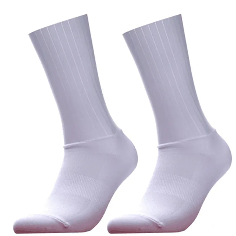 Anti Slip Silicone Summer Aero Socks Whiteline Cycling Socks Men Bicycle Sport Running Bike Socks Calcetines